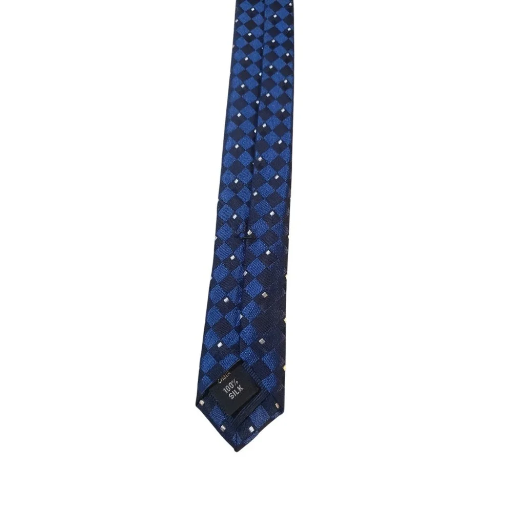 Michael Kors Mens Tie Necktie Designer Luxury Blue Silver Geometric Businesscore
